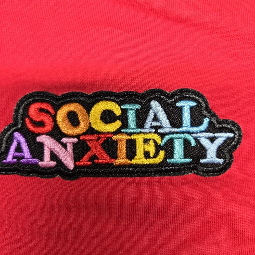 Supreme Shirt Mens XL Red Long Sleeve Social‎ Anxiety Embroidered Logo Tee - Picture 9 of 16